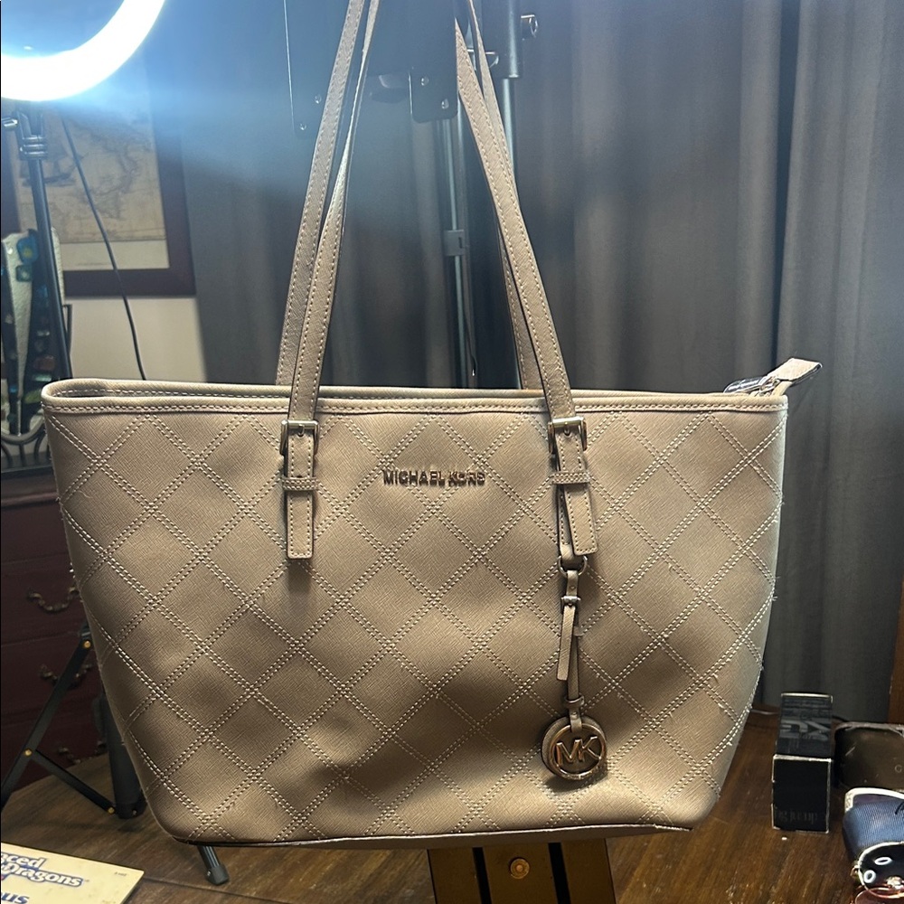 Michael Kors Tan Quilted Tote Bag